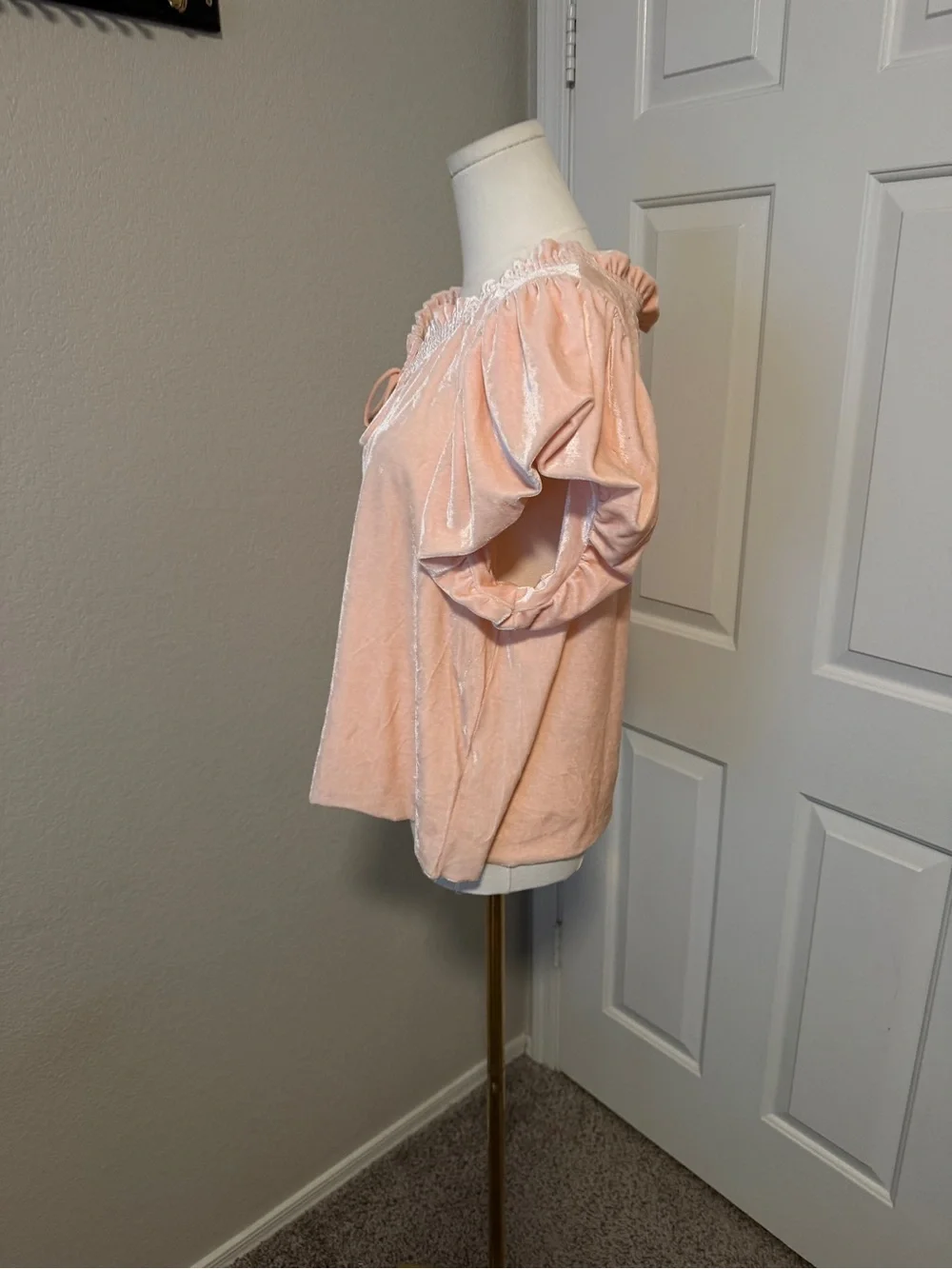 Free People Dusty Blush Ruffle Tie-Neck Top - Picture 4 of 5
